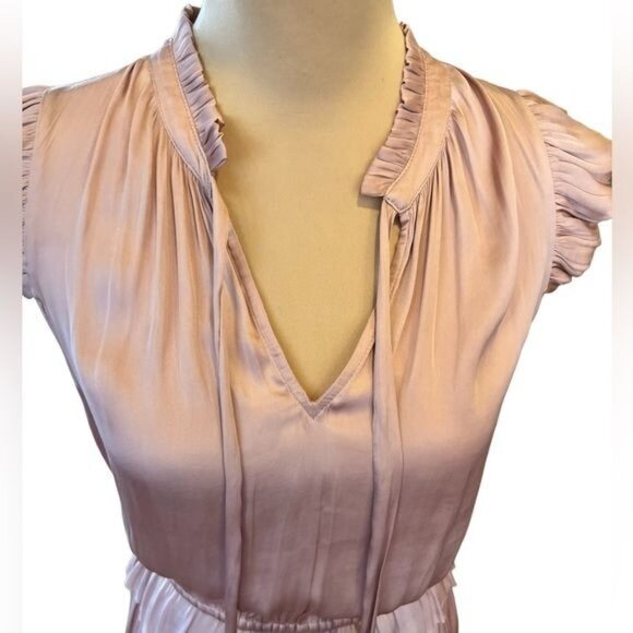Banana Republic women’s maxi dress size 6 blush pink satin ruffle sleeveless NWT - Picture 7 of 15